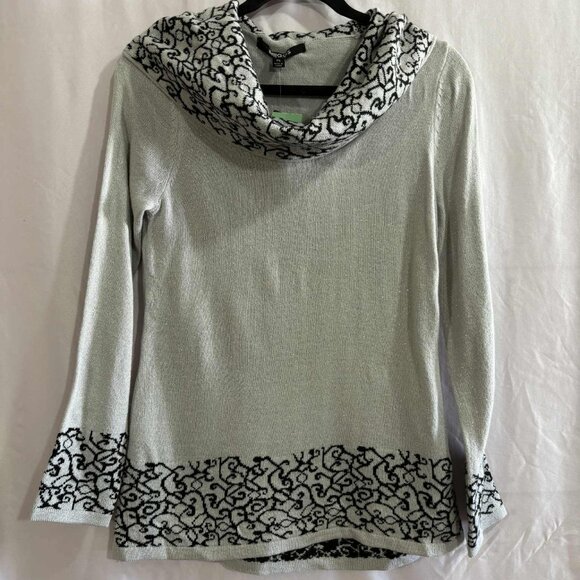 Briggs Petite Silver Knit Sweater Top Size PS – Patterned Cowl Neck Long Sleeve - Picture 1 of 5